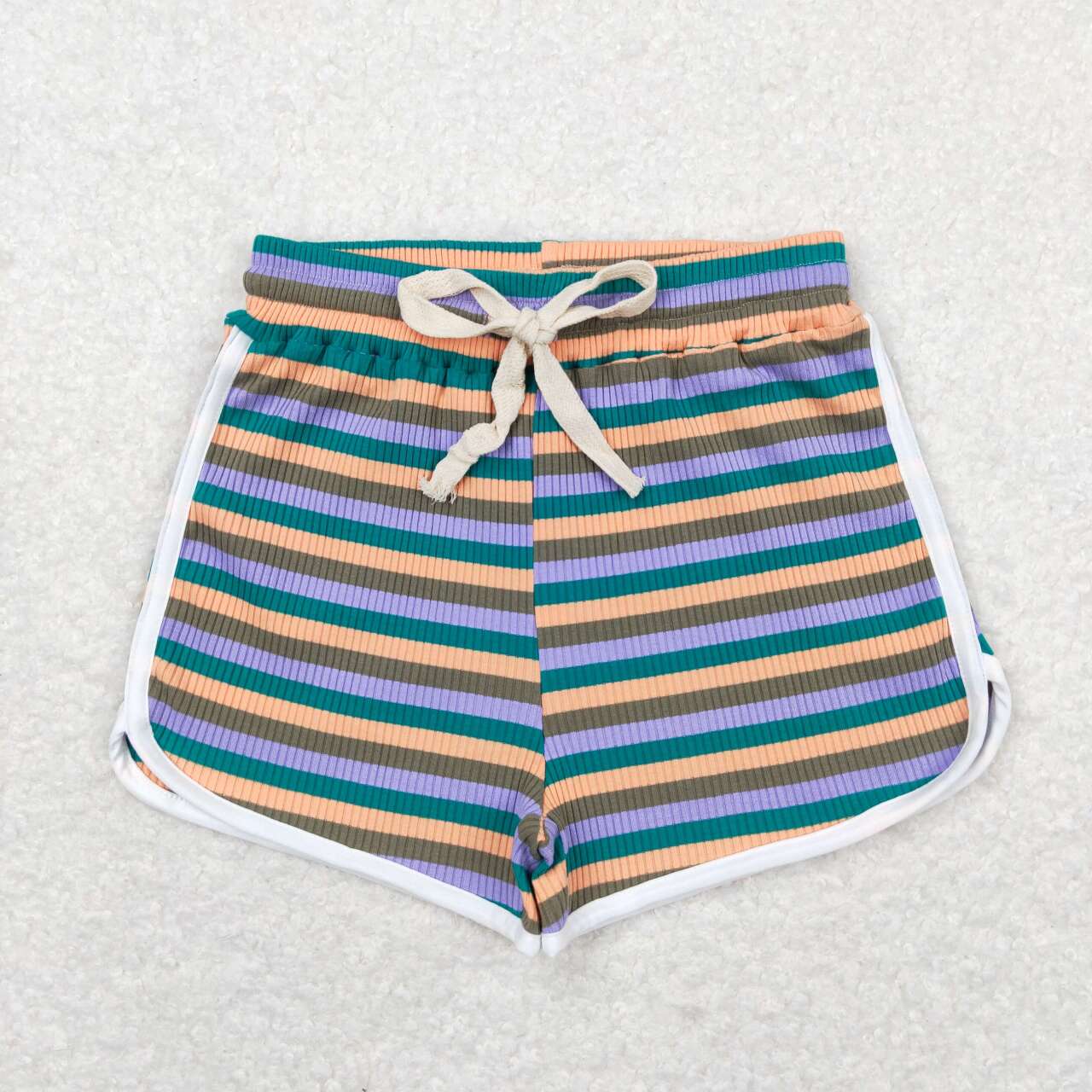 RTS 	 SS0345Orange, green and purple striped shorts