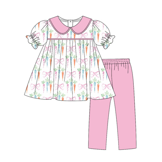 9.26 custom each style moq 5eta 4-6week Sibling Sister bow pink baby girls short sleeve sets and dress match family design