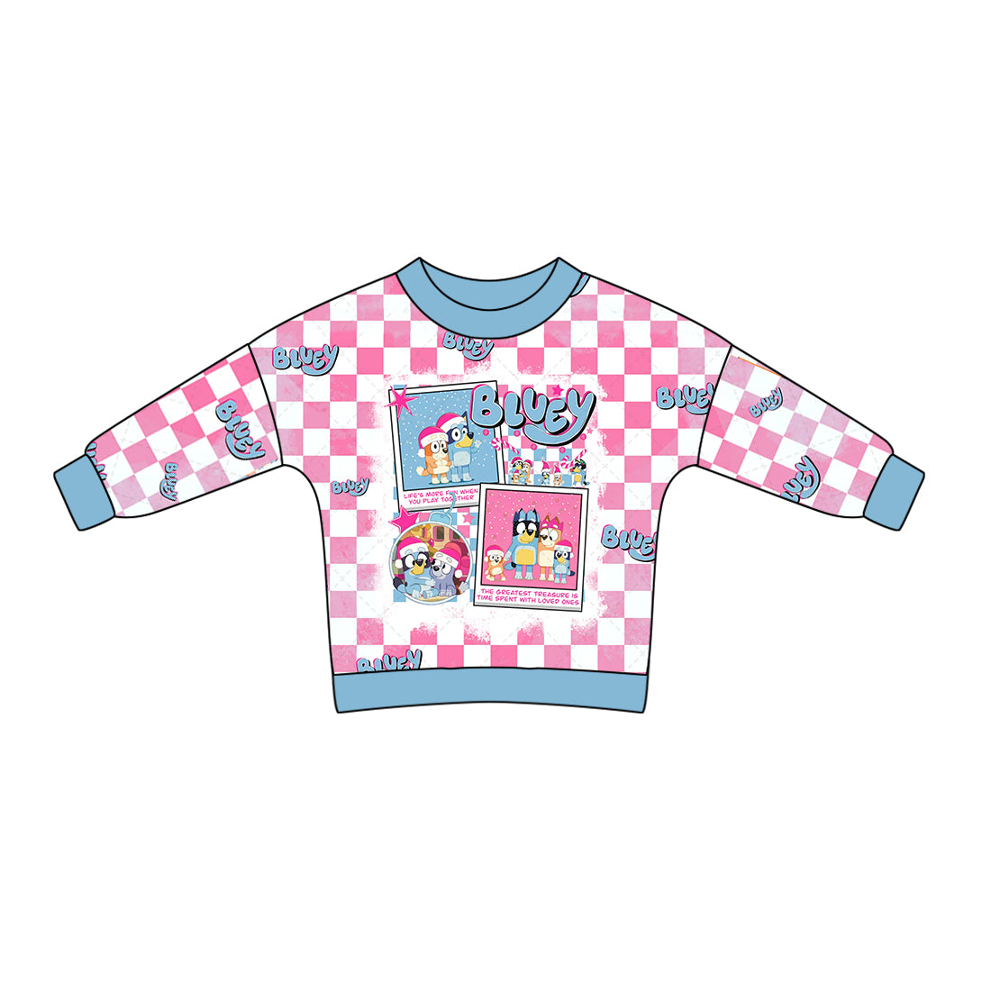 8.12 custom each style moq 5 eta 4-6week Sibling Sister baby girls clothes Christmas cartoon dog blue long sleeve top and long sleeve romper match family design