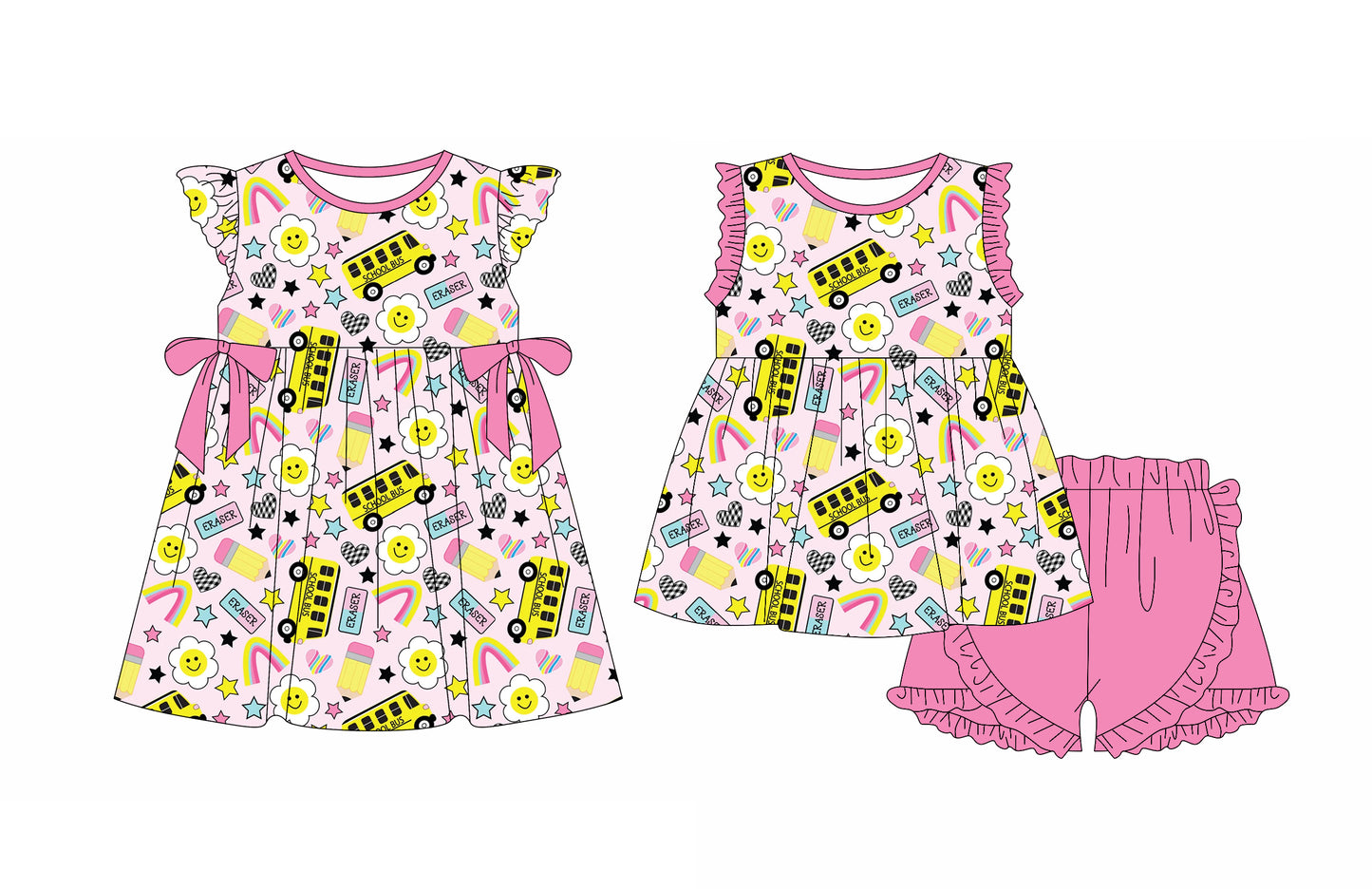 12.30 custom each style moq 5eta 4-6week Sibling Sister pencil baby girl short sleeve shorts sets and dresses match design