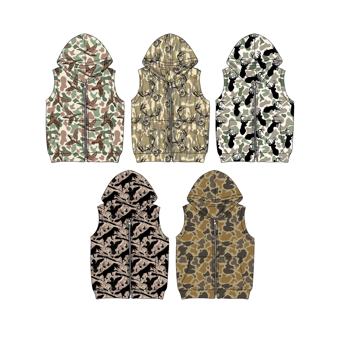 25.12.1 custom each style moq 5 eta 6-8week Sibling Sisters camouflage baby boy hooded vest top 5 match family design
