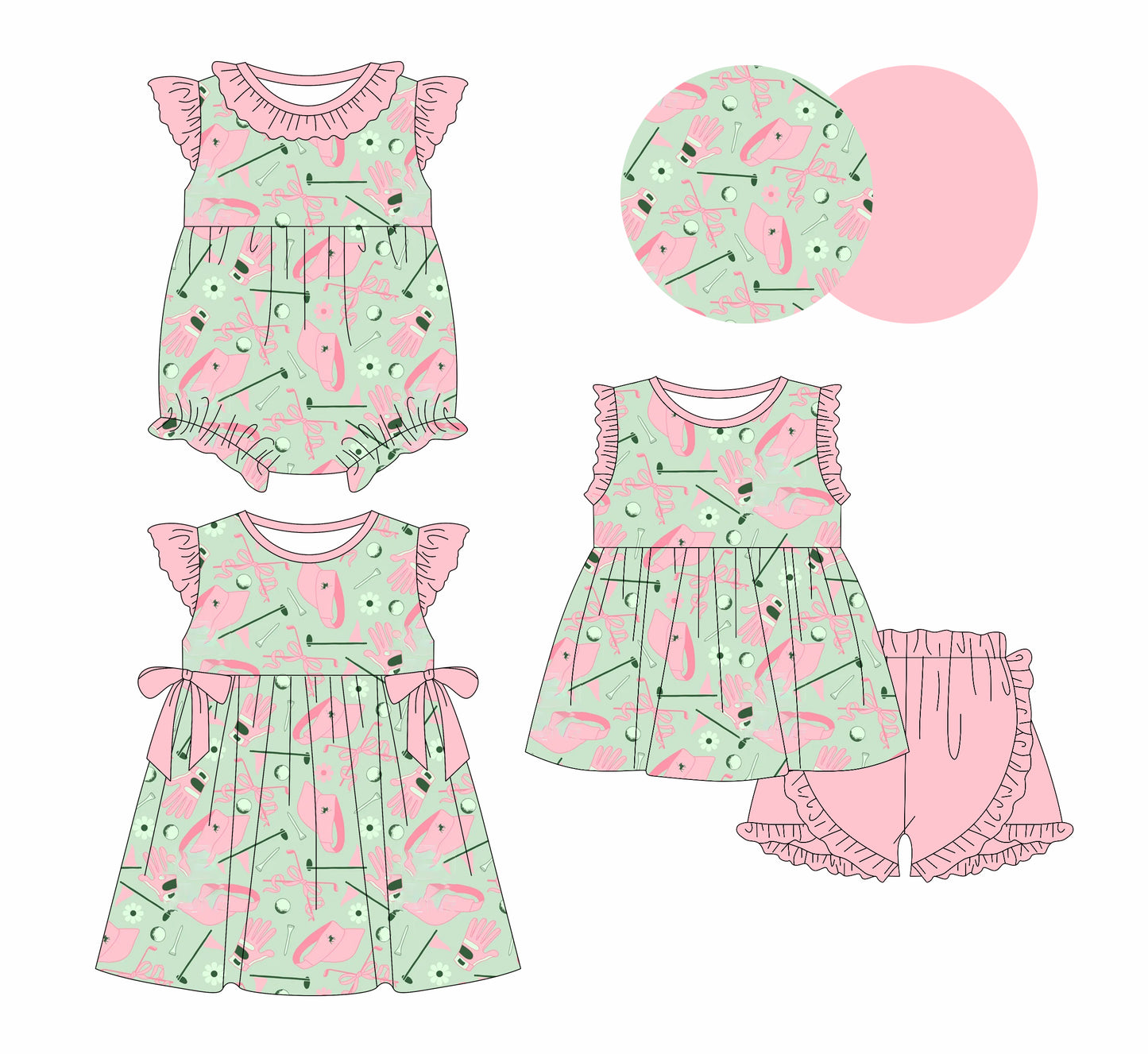 1.11 custom each style moq 5eta 4-6week Sibling Sister bow baby girl short sleeve shorts sets and dress and rompers match family design