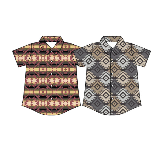 26.1.2 custom each style moq 5 eta 6-8week Sibling Sister geometric baby summer button short sleeve top 2 match design