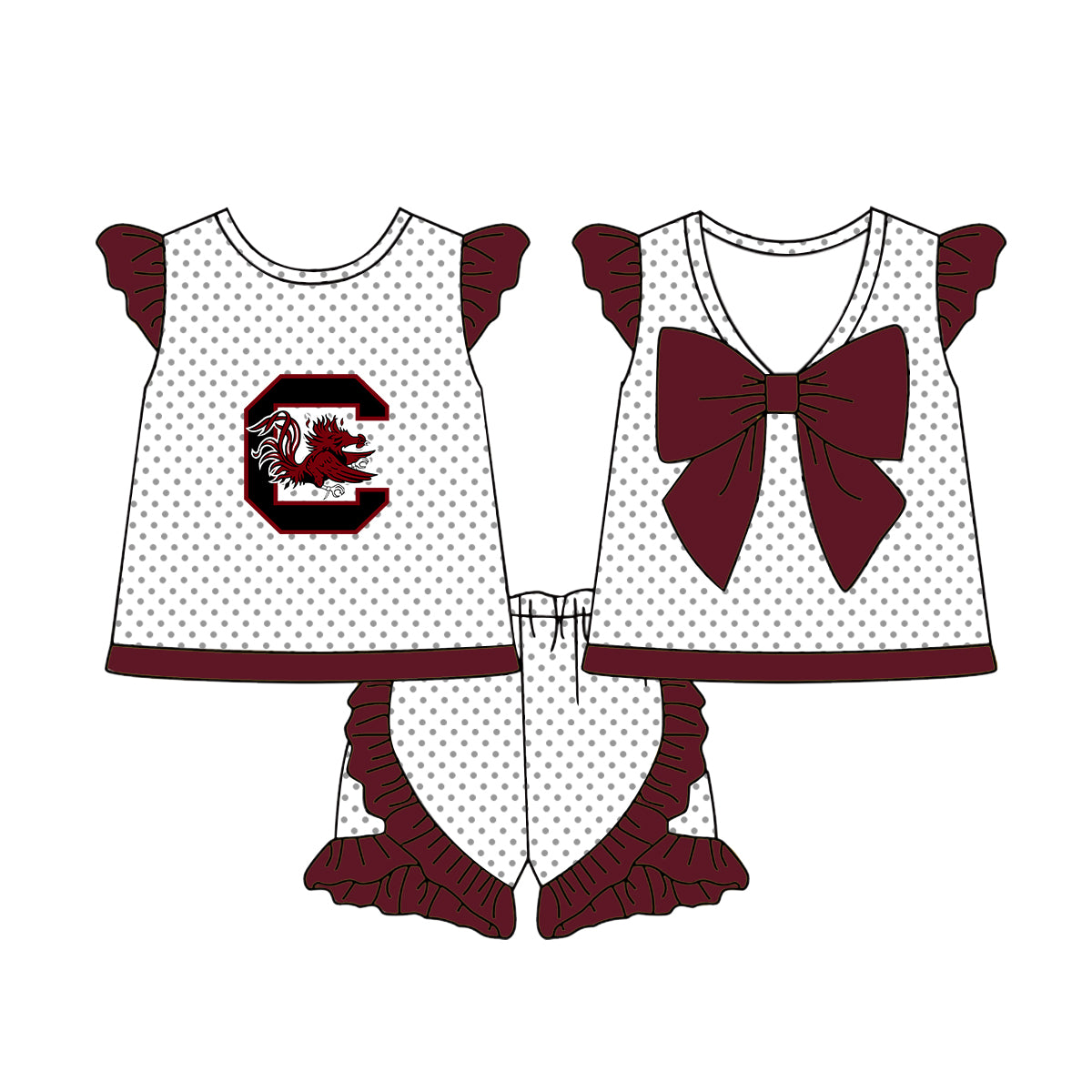 Custom summer teams baby girls clothes team brick red sets dress top-25.5.5