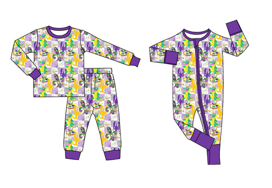 25.11.27 custom each style moq 5 eta 6-8week Sibling Sisters mardi gras baby girl clothes long sleeve pants sets and romper match family design