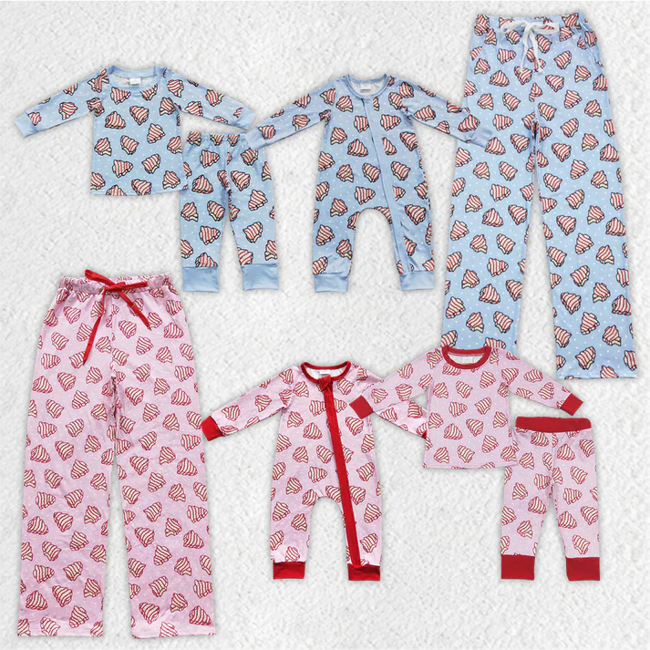 RTS NO MOQ Family Parents Christmas Tree Cake Pajamas Clothes Sets