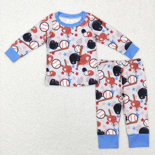 BLP0418 Baseball Stars Gloves Dark Blue Trim Long Sleeve Pants Suit