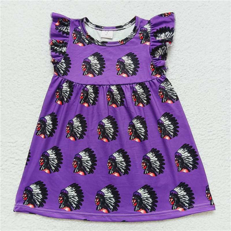 Tribal man head purple flying sleeve dress 部落男人头紫色飞袖裙