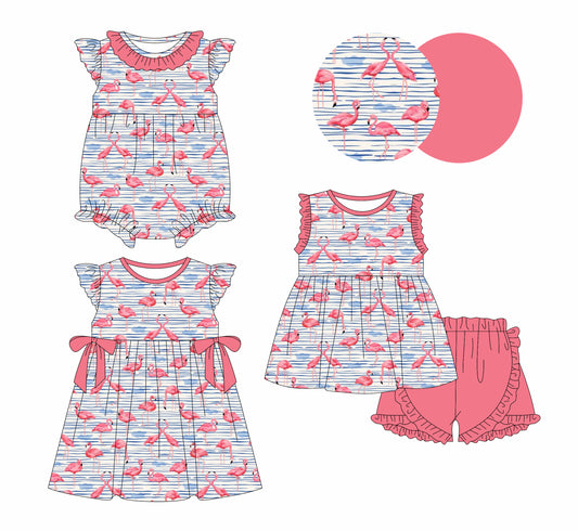 1.13 custom each style moq 5eta 4-6week Sibling Sisters baby girl short sleeve shorts sets and dress and rompers match family design