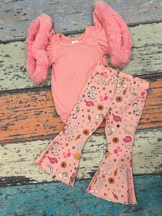 RTS NO MOQ ETA 5/7days Arrived P0407 romper Barbie cactus hat star glasses rainbow pink denim pants sets