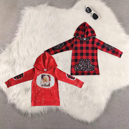 RTS NO MOQ baby girl clothes Christmas hooded long sleeved tops