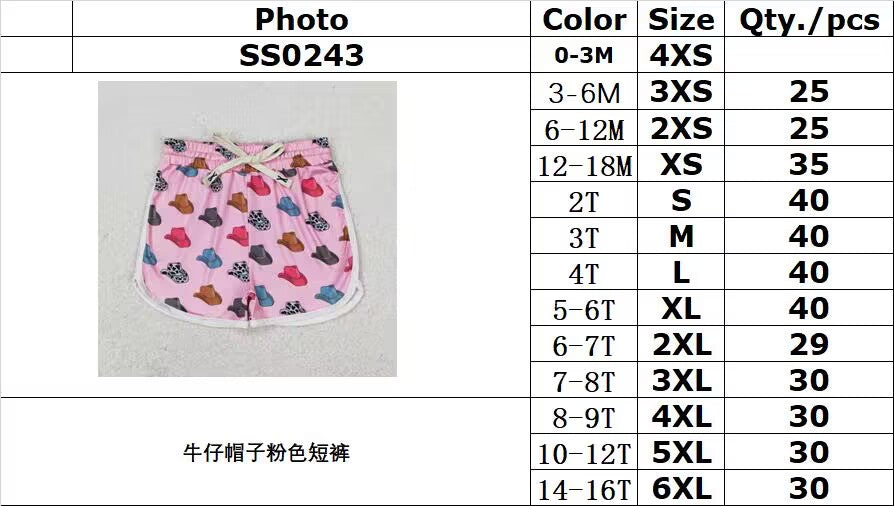 rts no moq SS0243 Cowboy Hat Pink Shorts