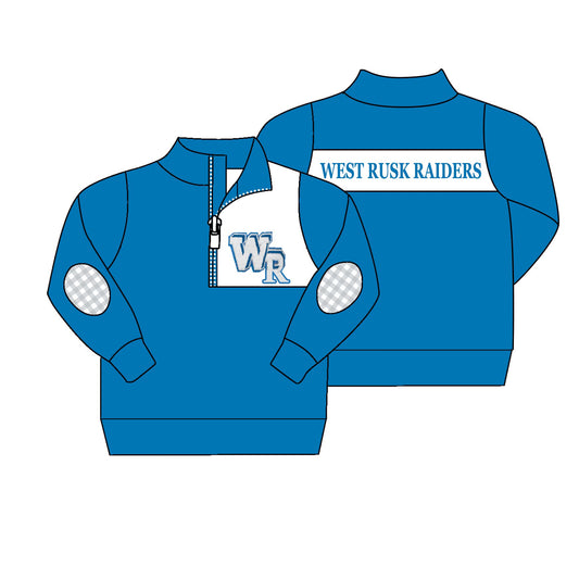 Deadline September 16  custom no moq eta 6-8weeks Lake blue lettering zipper pullover jacket