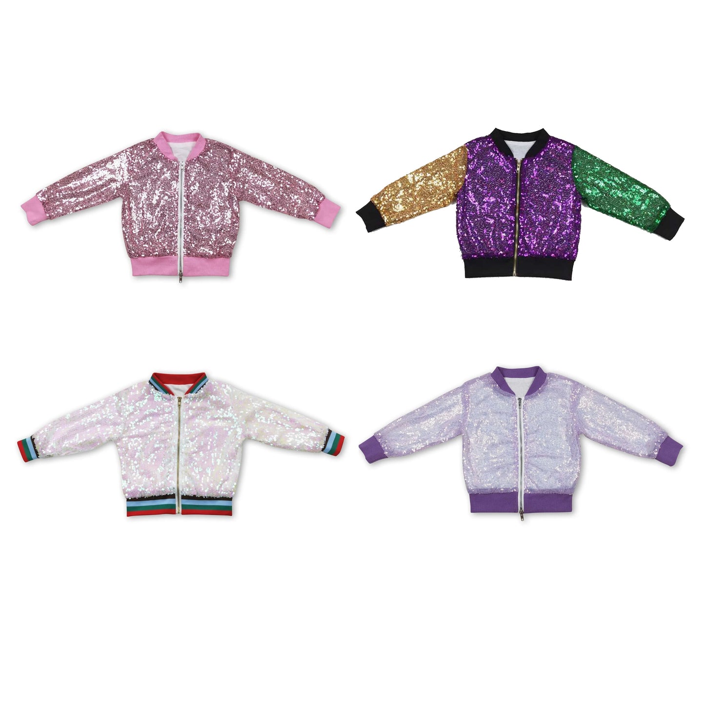 RTS NO MOQ Sibling baby boy clothes Sequined Zipper Long Sleeve Jackets
