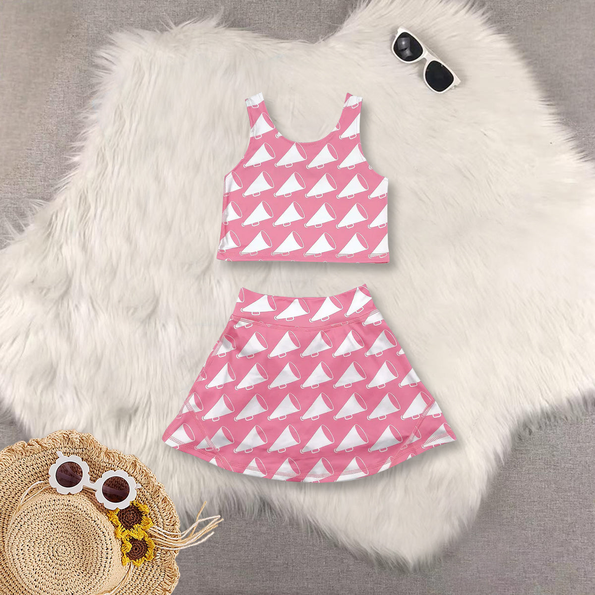 RTS NO MOQ Sibling baby girl clothes baseball sleeveless skirt yoga set