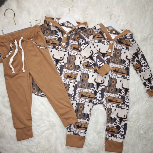 RTS NO MOQ Sibling Baby boys clothes hooded long sleeve pants sets and rompers