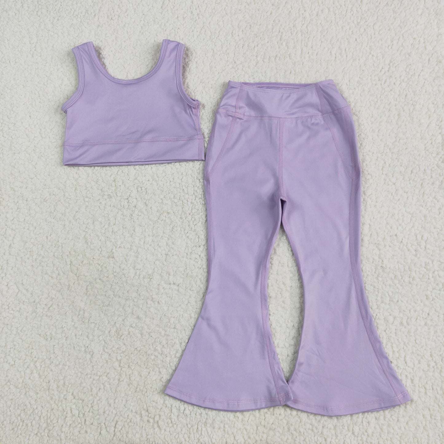 RTS NO MOQ GSPO2006 Pure purple vest pants yoga set