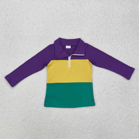 RTS NO MOQ ETA 5/7days Arrived BT1130 Carnival yellow green and purple zipper long-sleeved top