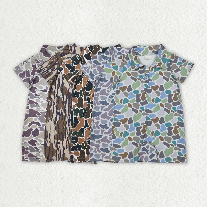 RTS NO MOQ Baby boy clothes camouflage Shorts Sleeve Romper Mixed Sizes