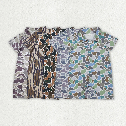 RTS NO MOQ Baby boy clothes camouflage Shorts Sleeve Romper Mixed Sizes