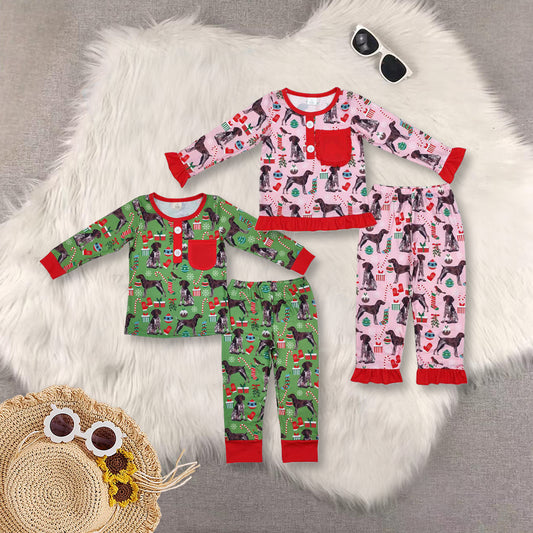 RTS NO MOQ baby girl clothes bamboo Christmas long sleeve Rompers Clothes Sets