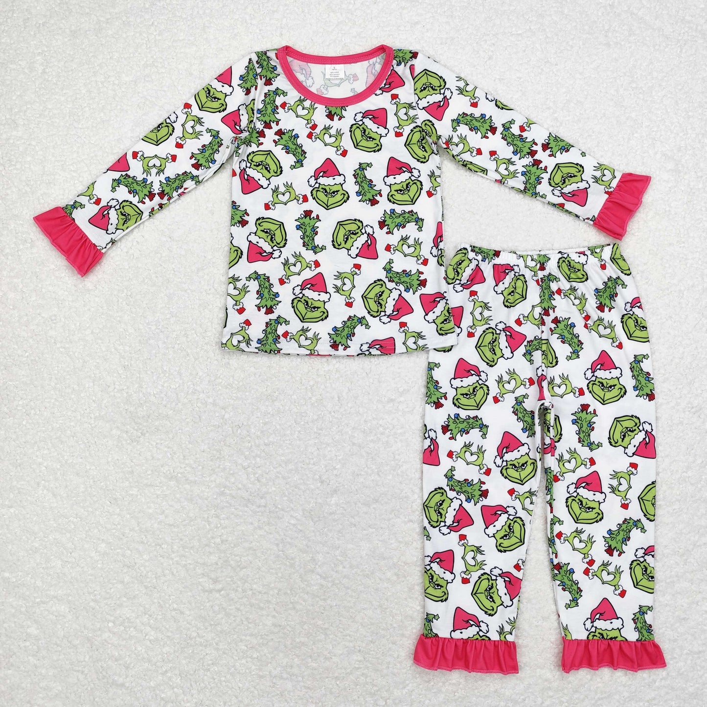 rts no moq GLP1478 grinch Christmas tree rose red lace white long-sleeved trousers pajama set