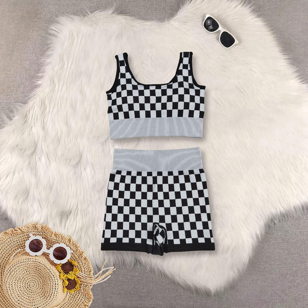 RTS NO MOQ Sibling Adult Women's camouflage Tank Top shorts sets