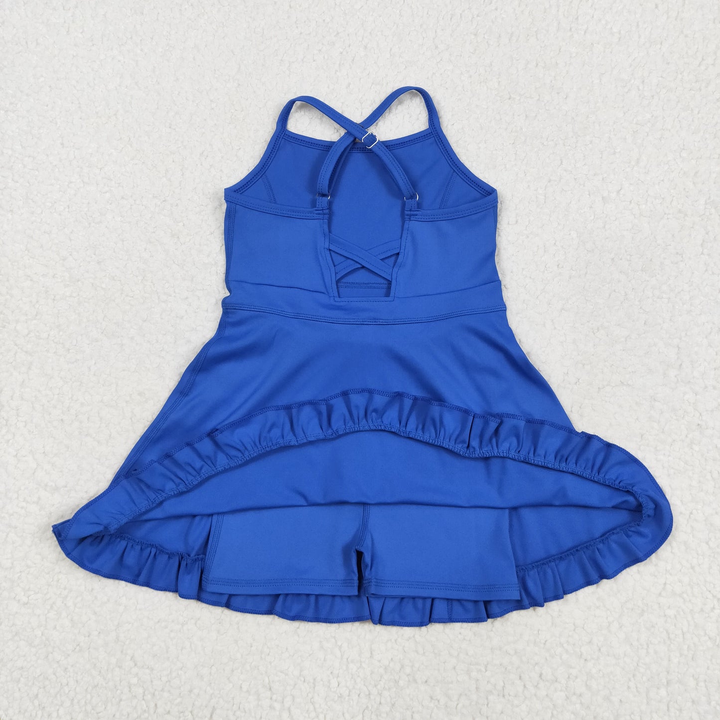 RTS NO MOQ（In Stock) S0551 Solid Blue Activewear Yoga Skirt Swimsuit