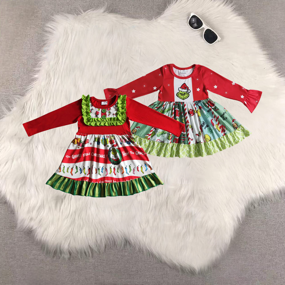 RTS Sibling baby girls clothes Christmas long Sleeve dress