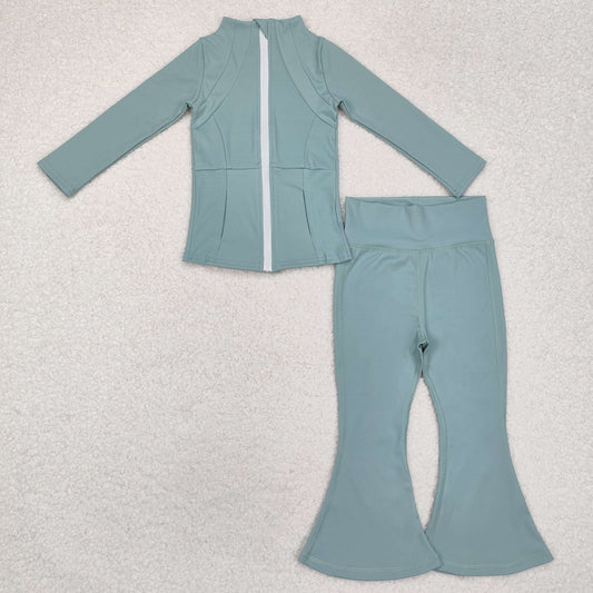 RTS NO MOQ ETA 5/7days Arrived GT0682+P0575 Dead grass green yoga wear zipper long sleeve top pants sets