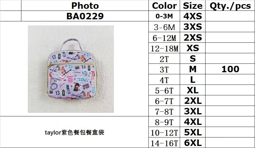 rts no moq BA0229 Taylor purple lunch bag lunch box bag