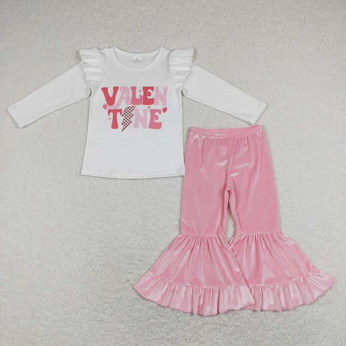 RTS NO MOQ Baby girls valentine Clothes long-sleeved pants set