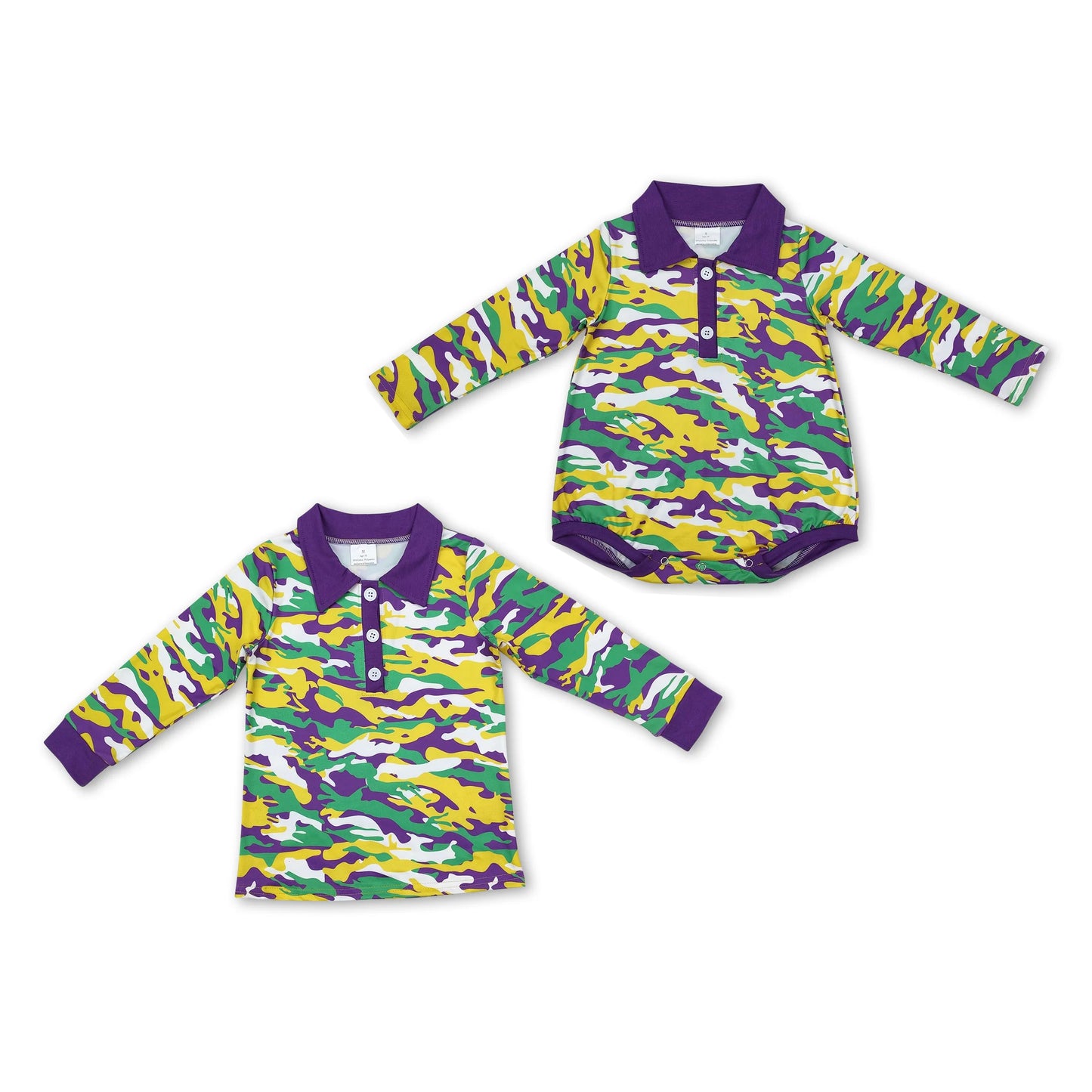 RTS NO MOQ Sibling Baby boysclothes Camouflage long sleeve romper and top