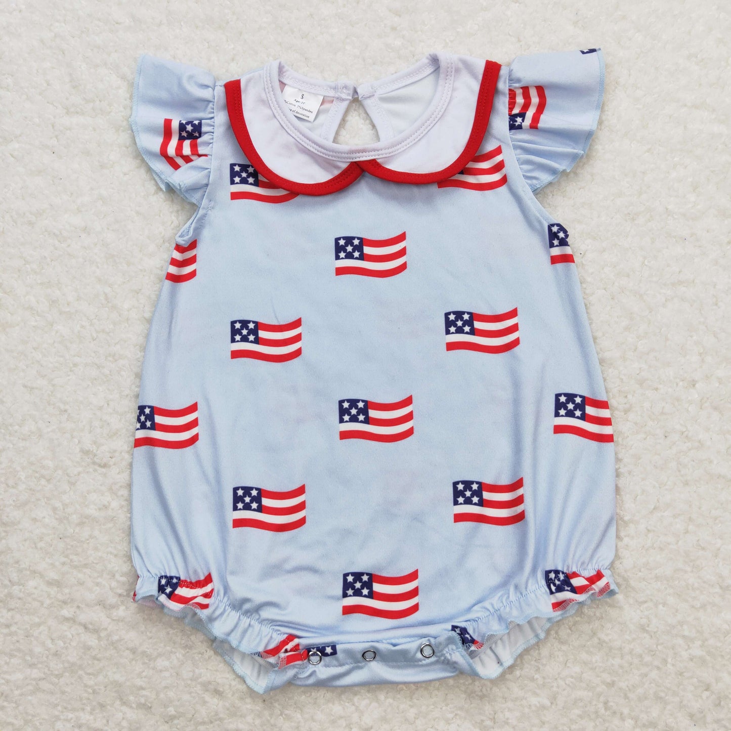 SR1123 Flag White Baby Doll Collar Blue Vest Jumpsuit