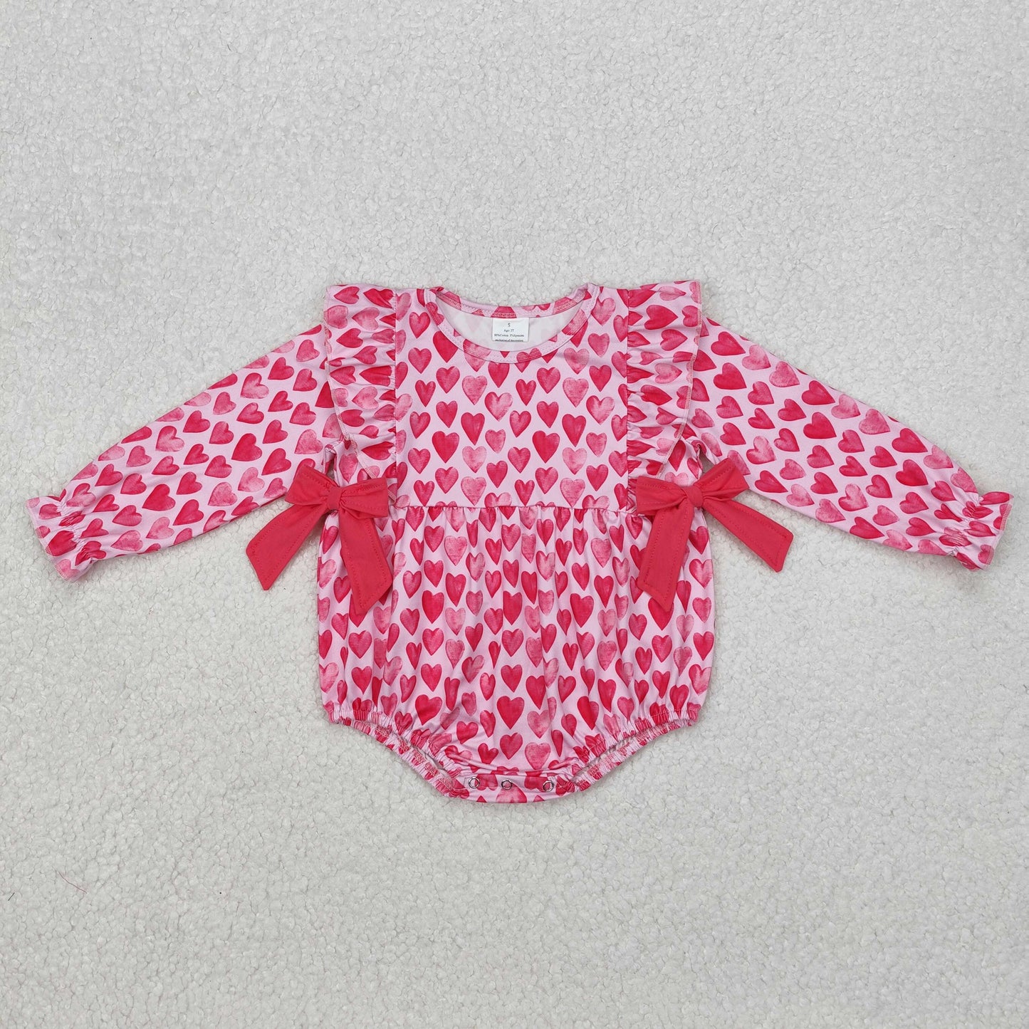 RTS NO MOQ ETA 5/7days arrived LR2146 Heart rose red bow pink long-sleeved jumpsuit