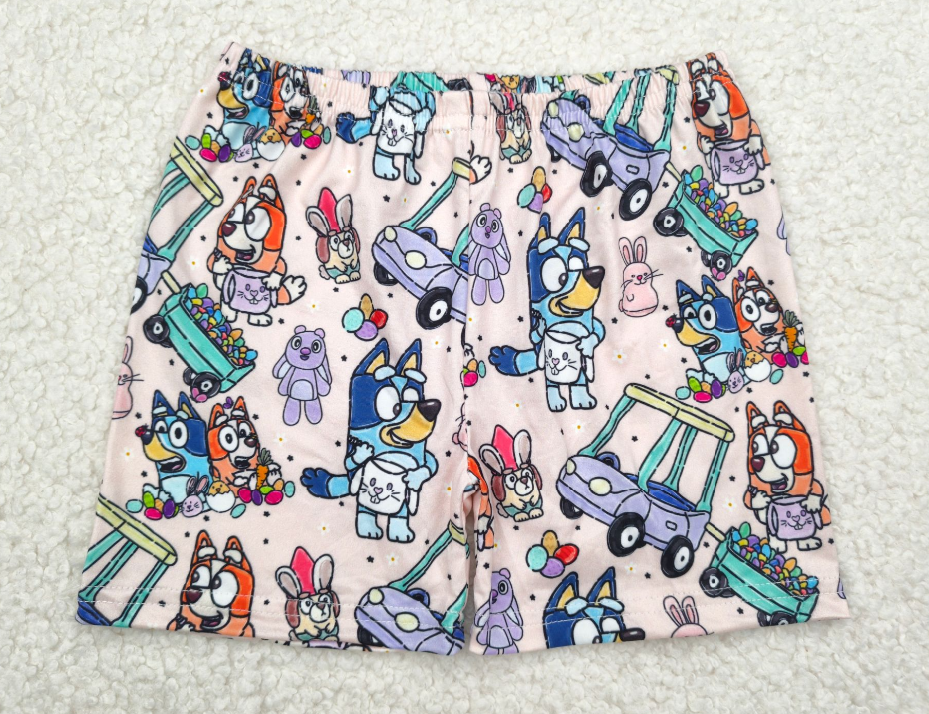 RTS SALES NO MOQ布鲁伊兔子黑色小星星浅粉色短裤Bluey Bunny Black Star Light Pink Shorts