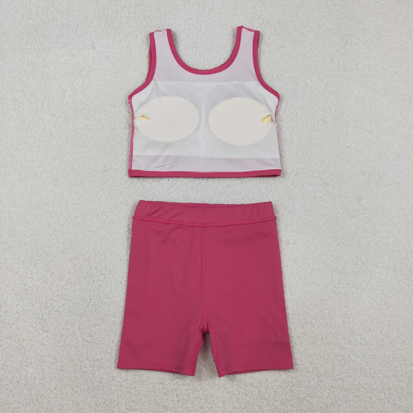 RTS NO MOQ（In Stock) GSD2657 Solid Color Pink Sleeveless Yoga Set