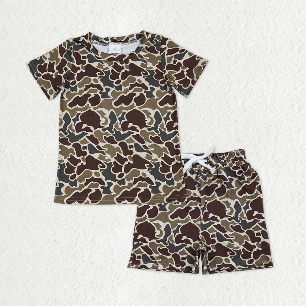 RTS NO MOQ（In Stock) BT1648+SS0735 baby girl clothes camouflage short-Sleeve shorts sets