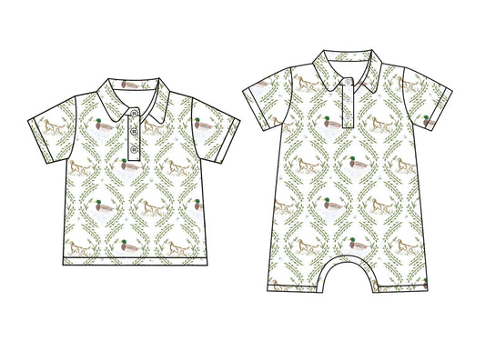 3.17 custom each style moq 5eta 4-6week Sibling Sister duck puppy baby boy rompers and top match family design