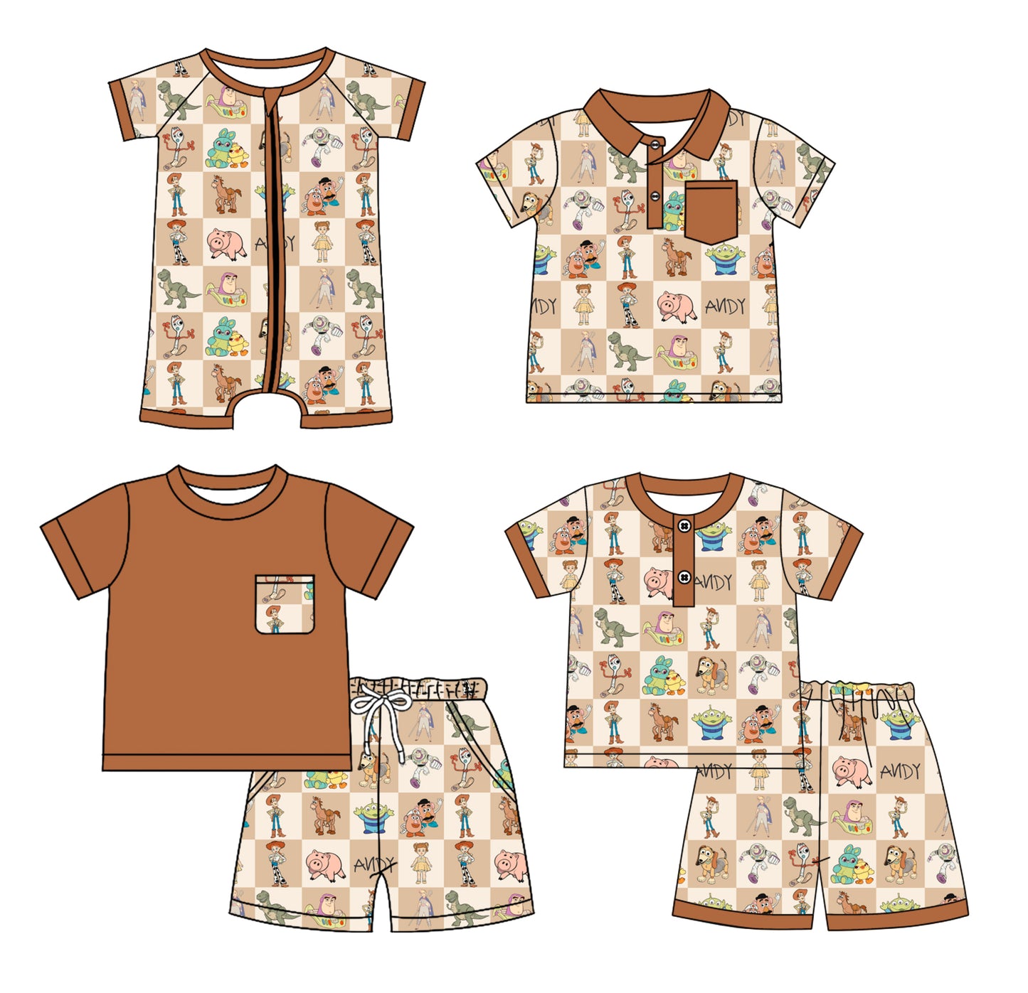 1.7 custom each style moq 5eta 4-6week Sibling Sister cartoon baby girl sets 1 and sets 2 and boy rompers and top match family design