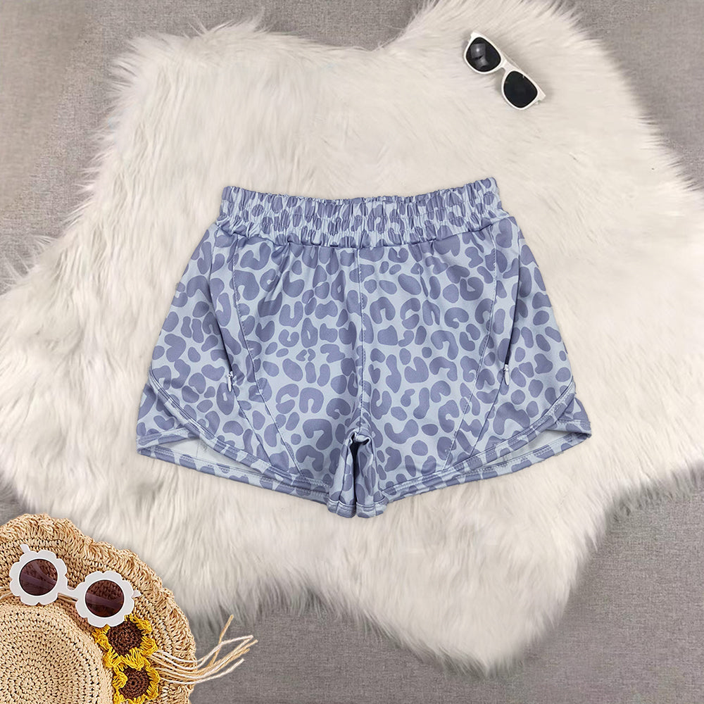 RTS NO MOQ baby Girls clothes yoga leopard kids summer shorts