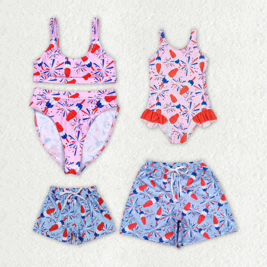 Kids Adult Family Summer Popsicle Trunks Swimsuits