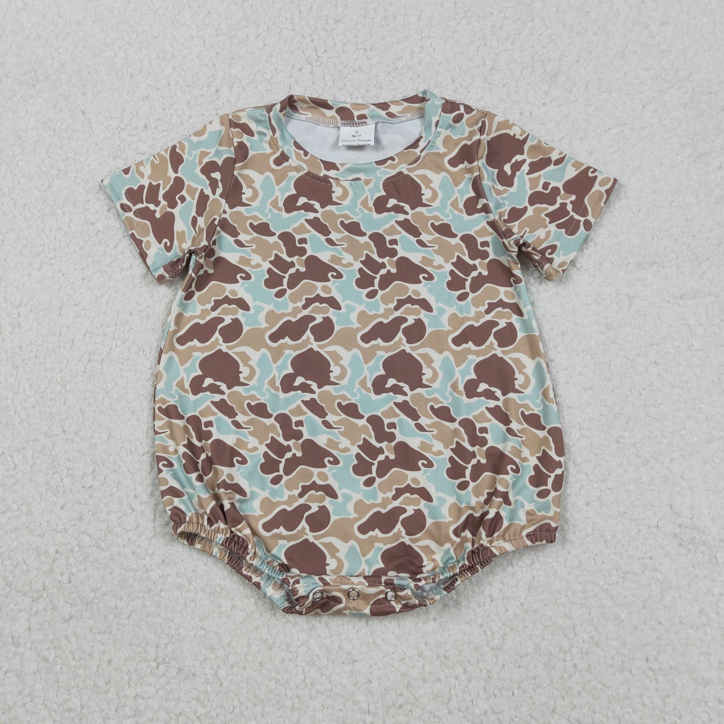 RTS NO MOQ（In Stock) Blue-Green-Brown Camouflage Short-Sleeve Jumpsuit