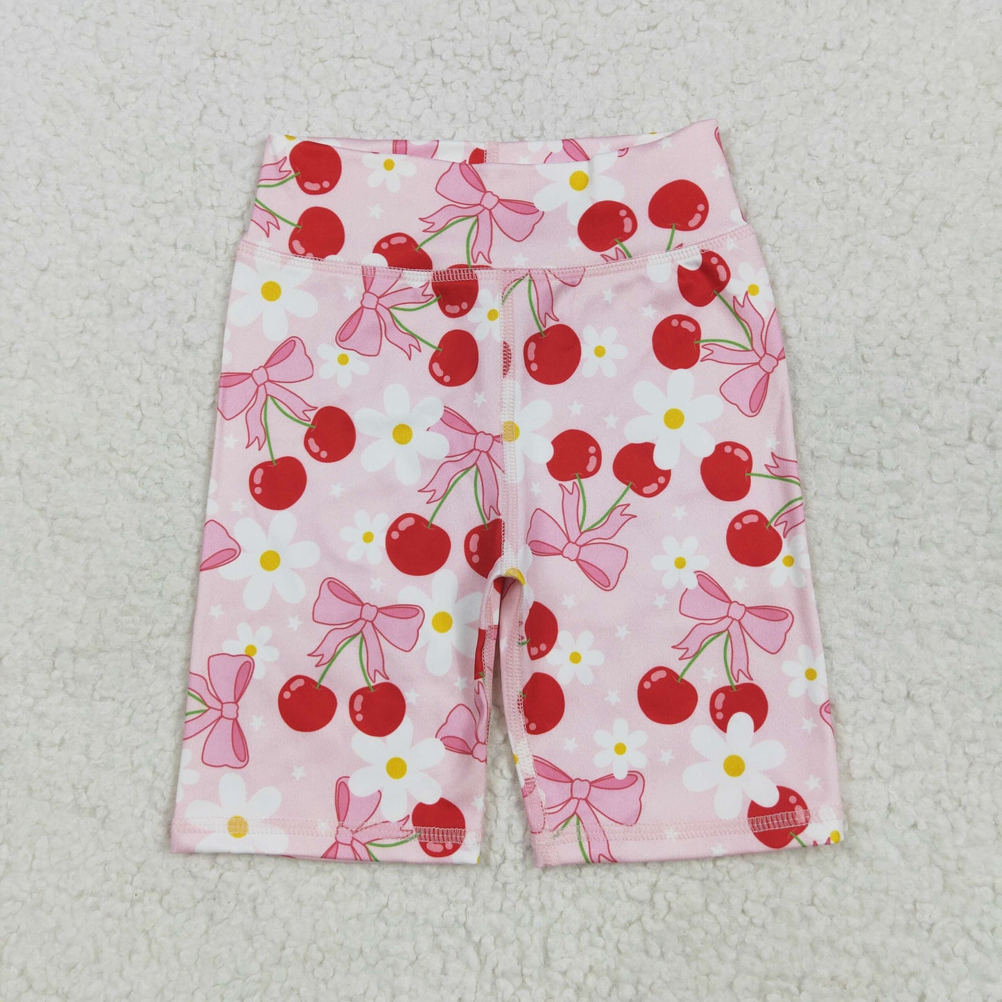RTS NO MOQ SS0541 Cherry bow flower pink yoga cycling shorts