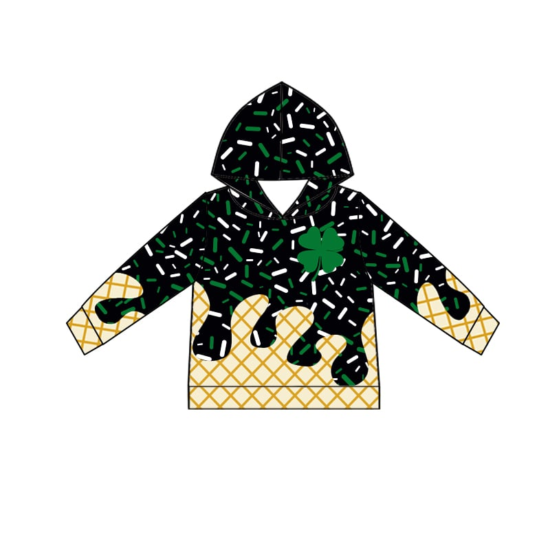 Custom moq 5 mix size baby girls  Summer ice cream four-leaf clover green summer love blessing clothes