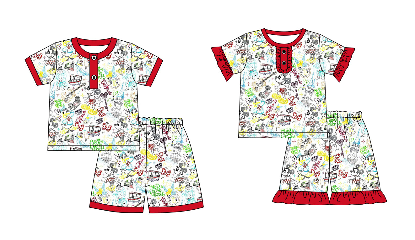 1.23 custom each style moq 5eta 4-6week Sibling Sister baby girls short sleeve shorts sets and set 2 match design