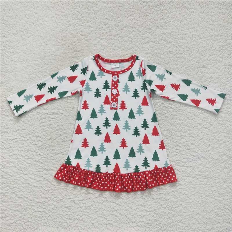 Baby Girls Pine tree print red and white polka dots family brother and sister set