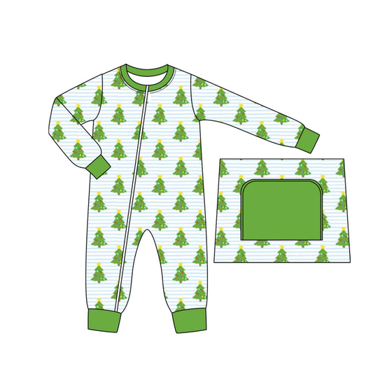 Deadline  August 6 custom no moq Christmas Tree Boys Zip-Up Romper