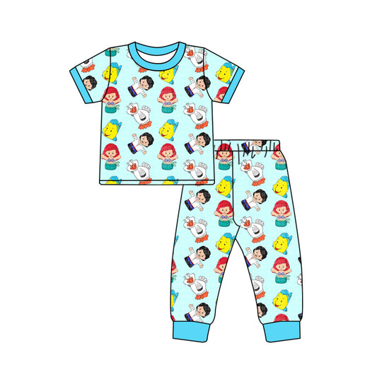 Custom moq 3 eta 7/8week moq 5 eta /4/5week cartoon Short Sleeve Pants Set