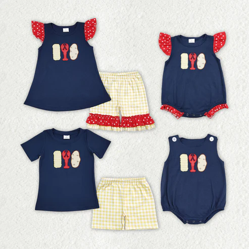 Baby Girls Crawfish Boiled Potato Sibling Sister Brother Clothes Sets